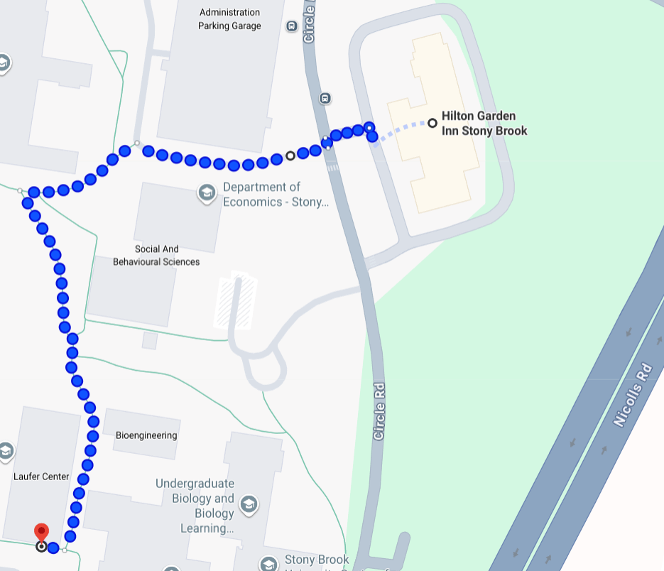 Route from hotel/garage